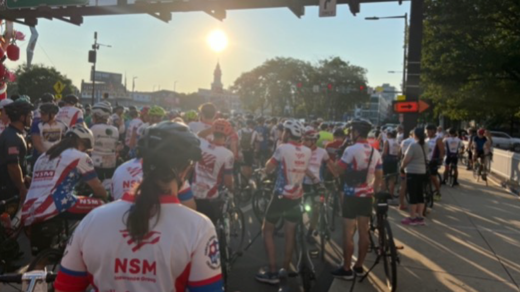 Riders at Ben to the Shore starting line