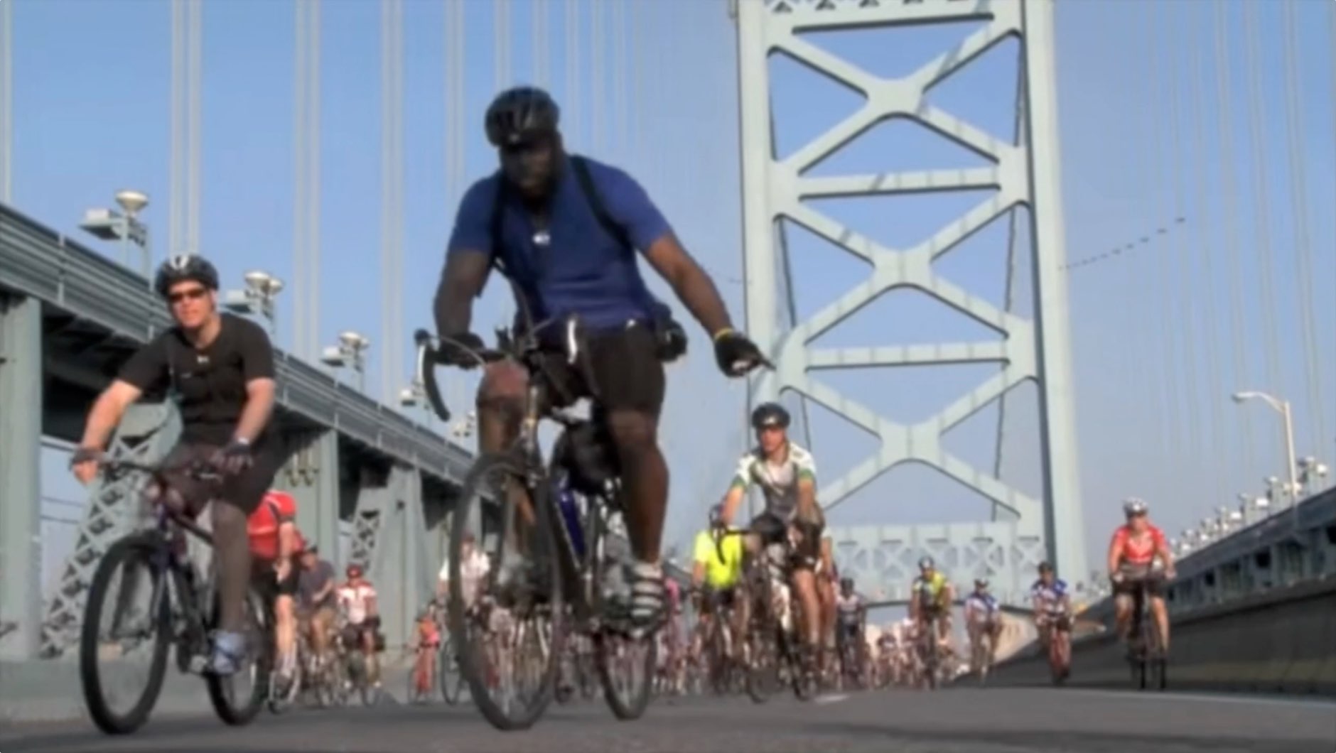 Bikers on Ben Franklin bridge